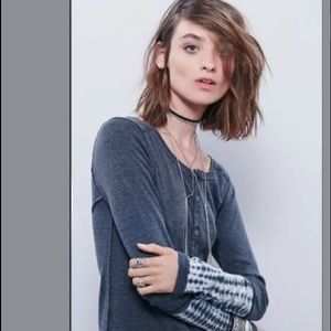 free people we the free washed tie-dye cuff henley